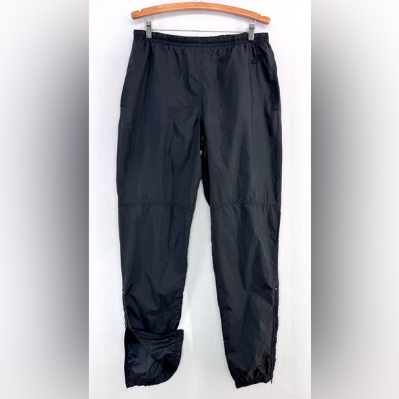 Men’s Vintage Nike Black Track Sweatpants 80s 90s Grey Orange Tag Lightweight L - Picture 1 of 12